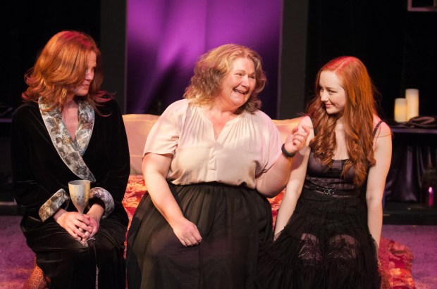 The Shakespeare Company's season opener Romeo & Juliet ran Oct 1 - 17 at Vertigo Theatre's Studio. Pictured: Lady Capulet (Chantal Perron), Nurse (Elizabeth Stepkowski Tarhan), and Juliet (Allison Lynch). Photo Credit: Ben Laird Photography.